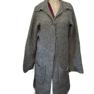 Damask Italian Yarn Cardigan 84% merino wool Sweater Gray Color Size L